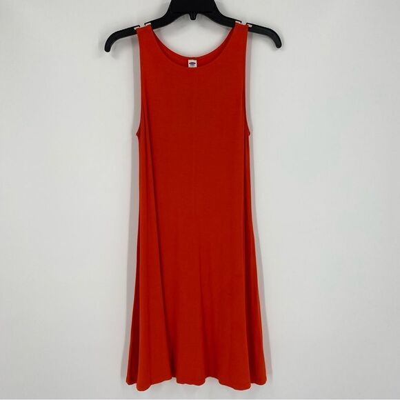 Old Navy Women’s Crew Neck Sleeveless A Line Mini Basic Summer Dress Orange S - Picture 1 of 4